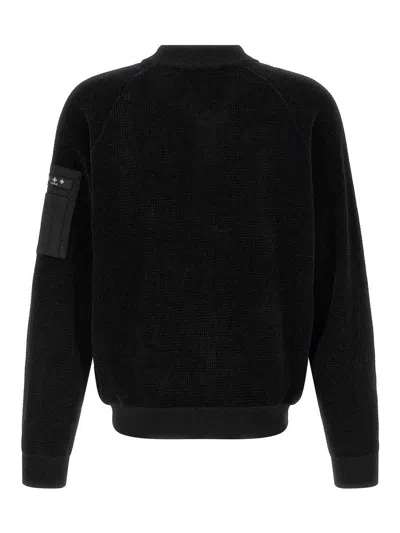 Tatras Gavrio Bomber Jacket Textured Fabric Ribbed Cuffs In Black