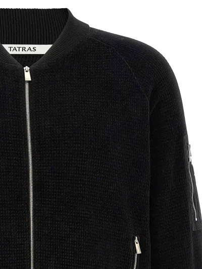 Tatras Gavrio Bomber Jacket Textured Fabric Ribbed Cuffs In Black