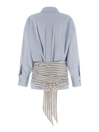 Attico Striped Cotton Shirt Dress In Blue