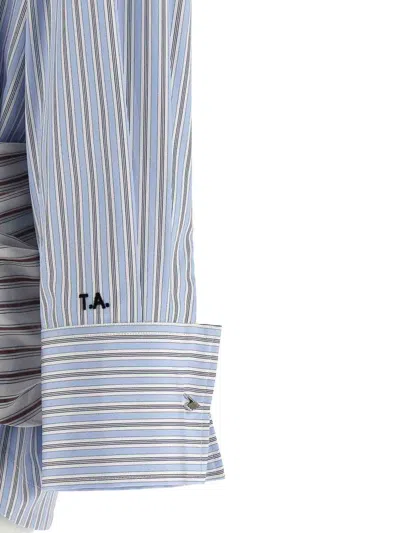 Attico Striped Cotton Shirt Dress In Blue