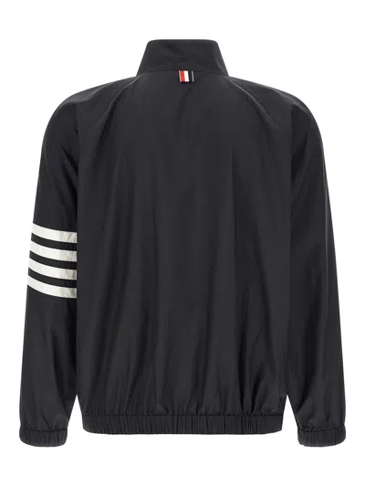 Thom Browne Jacket High Collar Elastic Cuffs Stripe Sleeves In Black