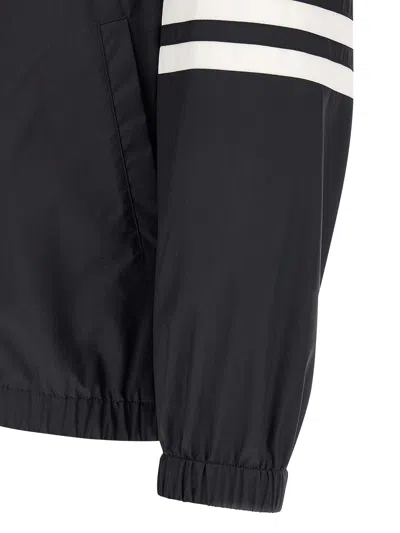 Thom Browne Jacket High Collar Elastic Cuffs Stripe Sleeves In Black