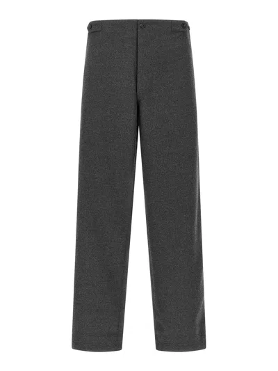 Cellar Door Grey Straight Flat Front Pants In Gray