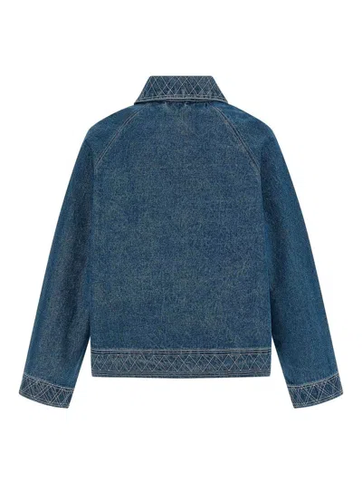 Bode Embroidered Merino Wool-blend Denim Jacket In Blue
