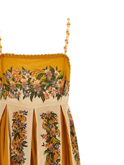 Farm Rio Sand Hilo Striped Floral-print Maxi Dress In Yellow