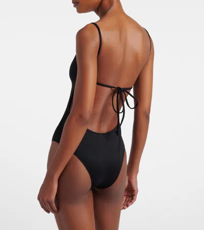 Prada Logo Swimsuit In Black