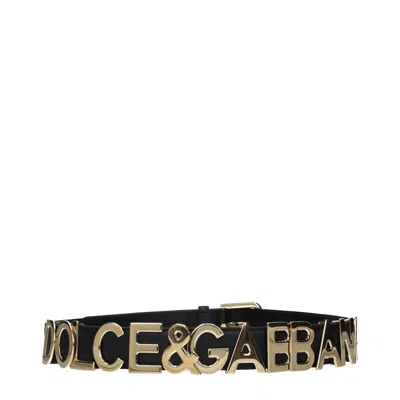 Dolce & Gabbana Black Leather Regular Belt In Black