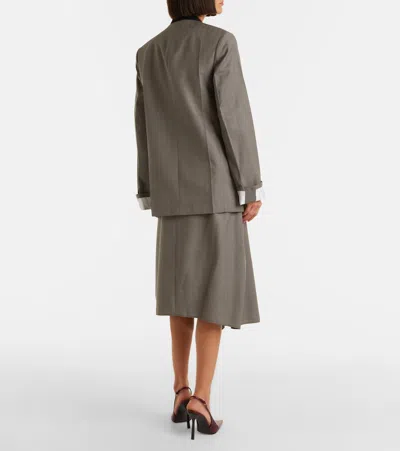 Victoria Beckham Asymmetric Virgin Wool Midi Skirt In Animal Print