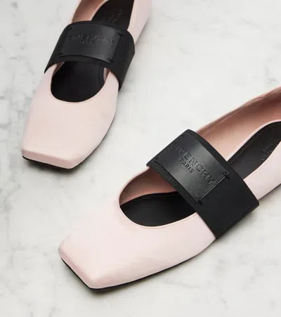 Givenchy Logo-patch Elasticated-strap Ballet Flats In Pink