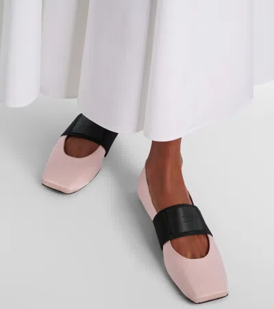 Givenchy Logo-patch Elasticated-strap Ballet Flats In Pink