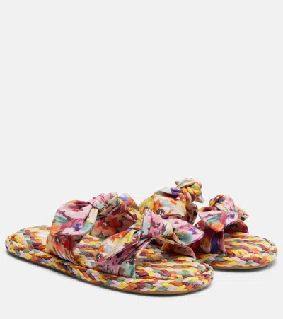 Zimmermann Carousel Printed Raffia Sliders In Multi