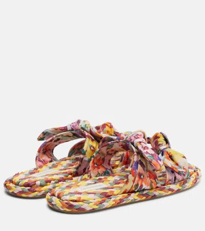 Zimmermann Carousel Printed Raffia Sliders In Multi