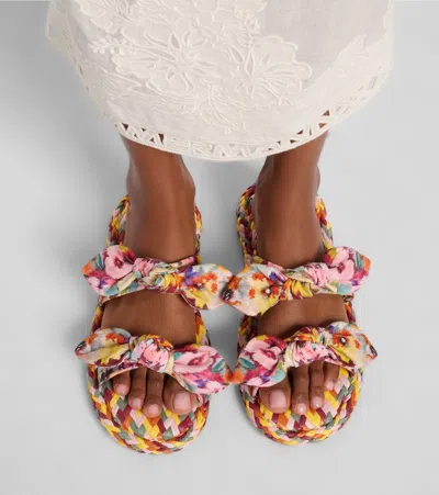 Zimmermann Carousel Printed Raffia Sliders In Multi