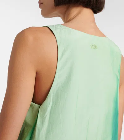 Loewe Gradient-print Crinkled Cotton Mini Shift Dress In Green