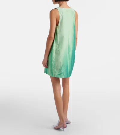 Loewe Gradient-print Crinkled Cotton Mini Shift Dress In Green