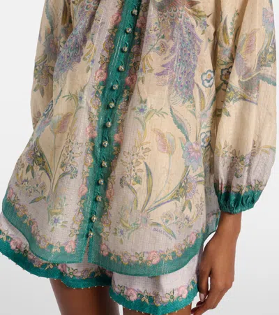 Zimmermann Indra Printed Metallic Cotton And Silk-blend Blouse In Multi