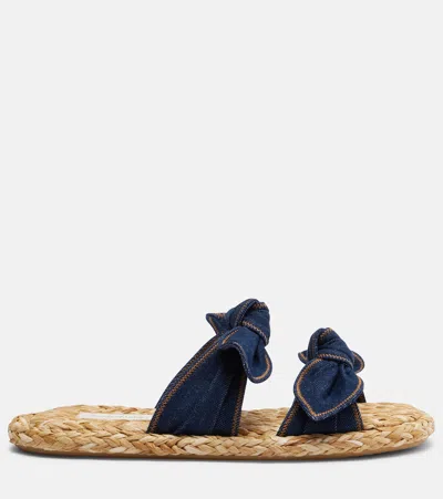 Zimmermann Carousel Bow-detail Woven-sole Flat Sandals In Blue