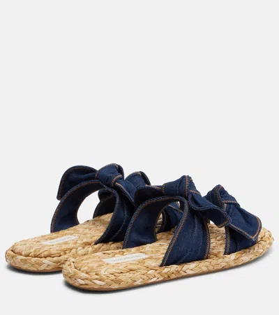 Zimmermann Carousel Bow-detail Woven-sole Flat Sandals In Blue