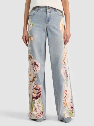 Alice And Olivia Amazing Low Rise Baggy Jeans In Silver Light Wash
