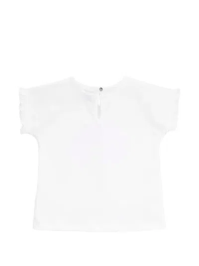 Knot Ruffled Persian-graphic T-shirt In White
