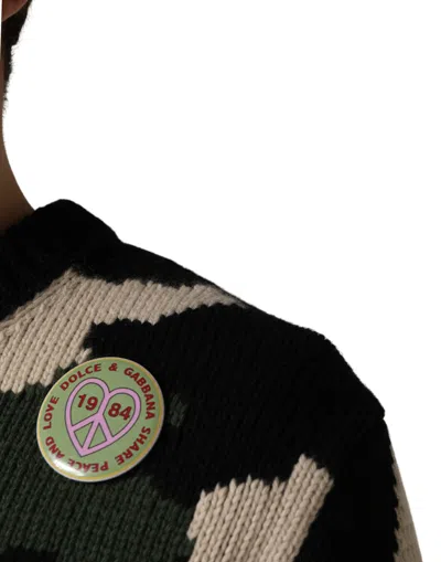 Dolce & Gabbana Multicolor Intarsia-knit Camouflage Pullover Sweater In Multi