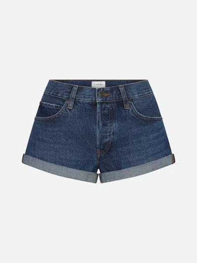 Frame Grand Garcon Cuffed Denim Shorts In Blue