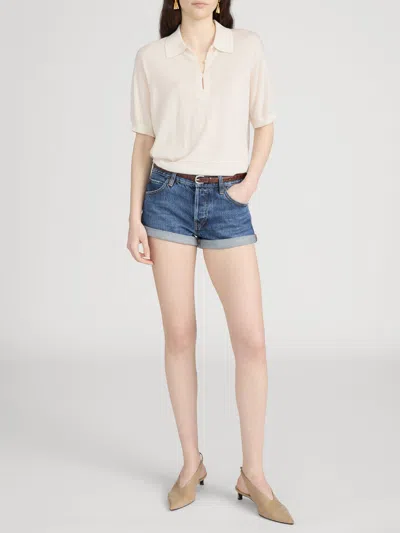 Frame Grand Garcon Cuffed Denim Shorts In Blue