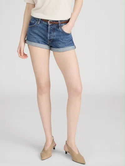 Frame Grand Garcon Cuffed Denim Shorts In Blue