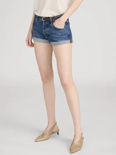 Frame Grand Garcon Cuffed Denim Shorts In Blue