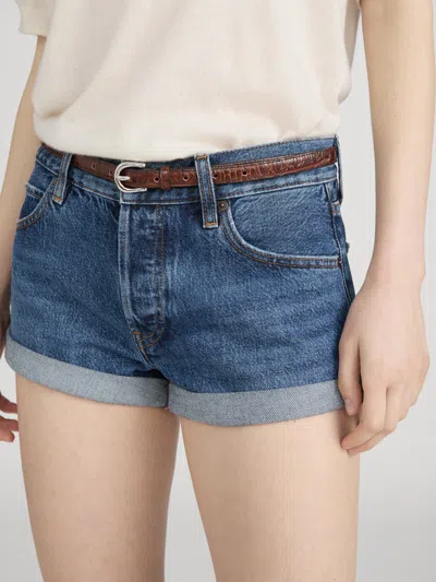 Frame Grand Garcon Cuffed Denim Shorts In Blue