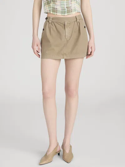 Frame Pleated Twill Skirt In Multi