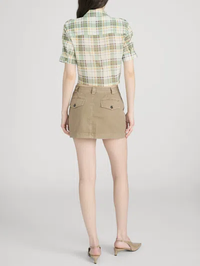 Frame Pleated Twill Skirt In Multi