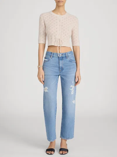 Frame The Loose Distressed Mid-rise Straight-leg Jeans In Blue