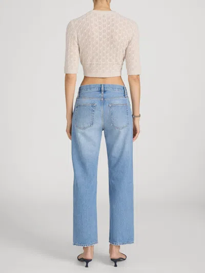 Frame The Loose Distressed Mid-rise Straight-leg Jeans In Blue