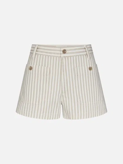 Frame The Cruise Striped Cotton Denim Shorts In Multi
