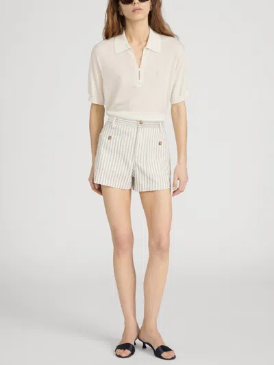 Frame The Cruise Striped Cotton Denim Shorts In Multi