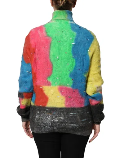 Dolce & Gabbana Multicolor Mohair Turtleneck Pullover Sweater In Multi