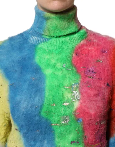 Dolce & Gabbana Multicolor Mohair Turtleneck Pullover Sweater In Multi