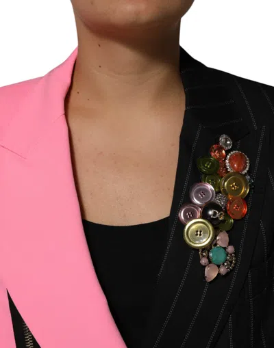 Dolce & Gabbana Multicolor Patchwork Embellished Coat Jacket In Multi