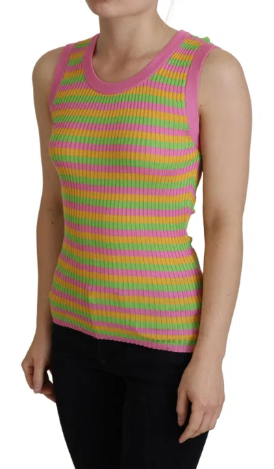 Dolce & Gabbana Multicolor Silk Vest Pullover Tank Top In Multi