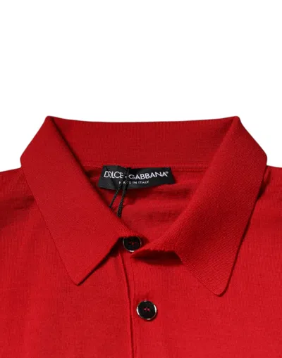 Pre-owned Dolce & Gabbana Red Cashmere Collared Pullover Men's Sweater ()