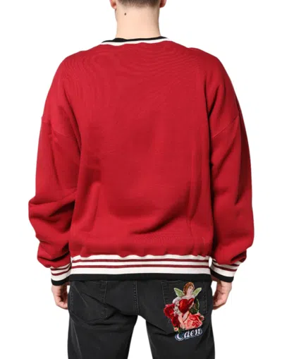Dolce & Gabbana Red Sequin Knit Pullover Sweatshirt Sweater In Multi