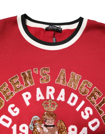 Dolce & Gabbana Red Sequin Knit Pullover Sweatshirt Sweater In Multi