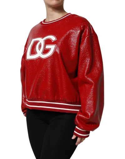 Dolce & Gabbana Wool Dglogo Pullover Sweater Shiny Finish In Red
