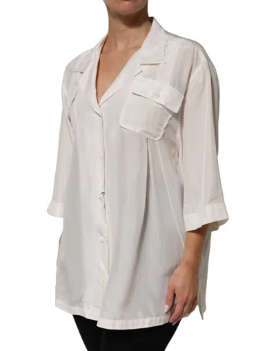 Dolce & Gabbana Silk Collared Blouse In White