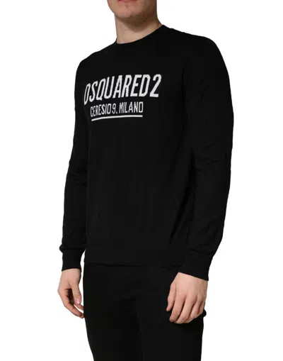 Dsquared2 Black Logo Knitted Crew Neck Men Pullover Sweater In Black