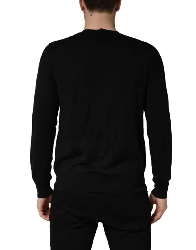 Dsquared2 Black Logo Knitted Crew Neck Men Pullover Sweater In Black