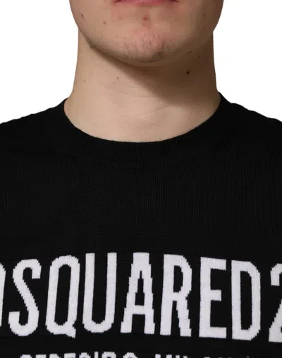 Dsquared2 Black Logo Knitted Crew Neck Men Pullover Sweater In Black