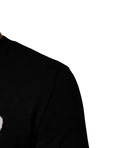 Dsquared2 Black Logo Knitted Crew Neck Men Pullover Sweater In Black