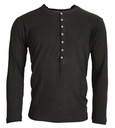 Dsquared2 Gray Cotton Linen Long Sleeves Pullover Sweater In Black